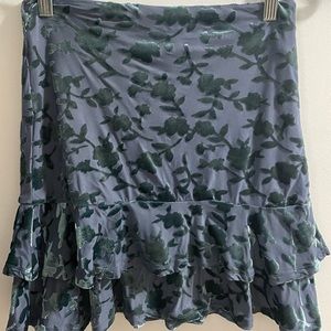 NWT Forever 21 ruffle blue velvet pattern skirt